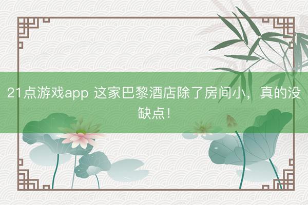 21点游戏app 这家巴黎酒店除了房间小，真的没缺点！
