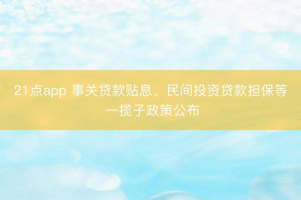 21点app 事关贷款贴息、民间投资贷款担保等 一揽子政策公布