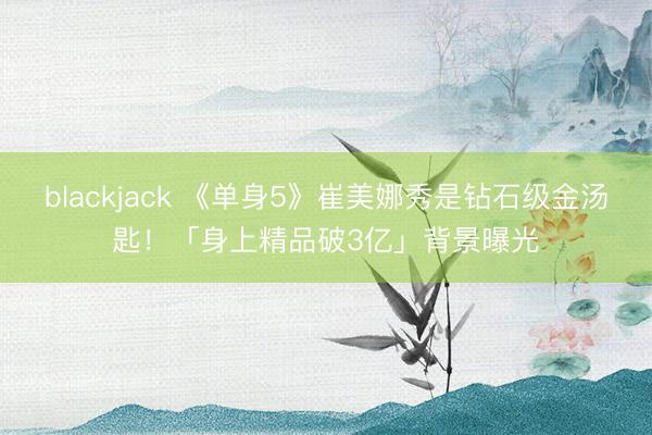 blackjack 《单身5》崔美娜秀是钻石级金汤匙!「身上精品破3亿」背景曝光