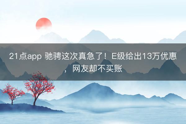 21点app 驰骋这次真急了！E级给出13万优惠，网友却不买账