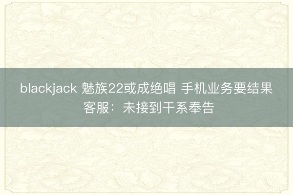 blackjack 魅族22或成绝唱 手机业务要结果 客服:未接到干系奉告