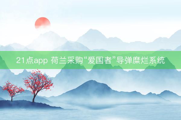 21点app 荷兰采购“爱国者”导弹糜烂系统