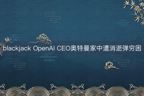 blackjack OpenAI CEO奥特曼家中遭消逝弹穷困