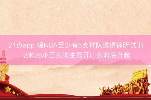 21点app 曝NBA至少有5支球队邀请徐昕试训 2米26小巨东谈主离开广东澈底升起