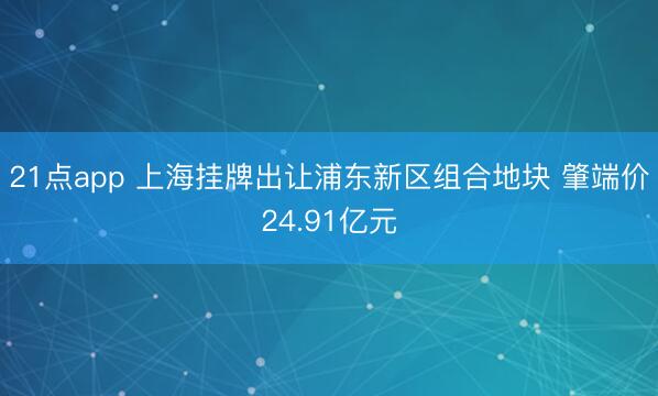 21点app 上海挂牌出让浦东新区组合地块 肇端价24.91亿元