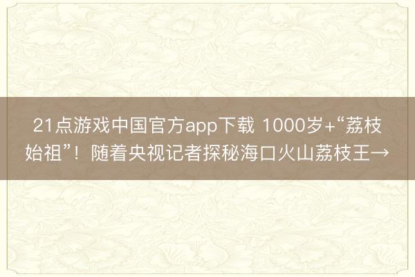 21点游戏中国官方app下载 1000岁+“荔枝始祖”！随着央视记者探秘海口火山荔枝王→
